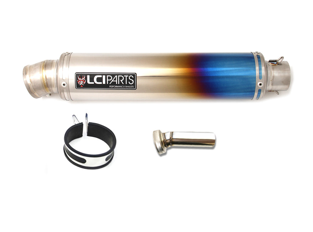 汎用 LCIPARTS ラウンドフルチタンマフラー 差込径54.0mm