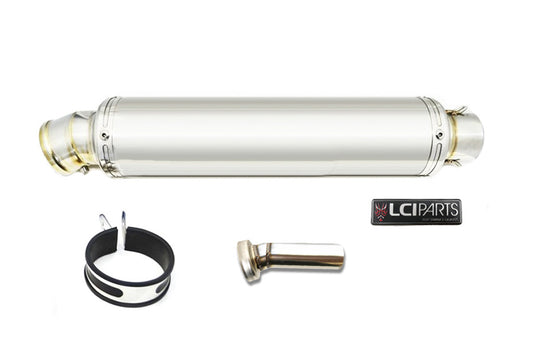 汎用　LCIPARTS　ラウンドステンレスマフラー　差込径50.8mm
