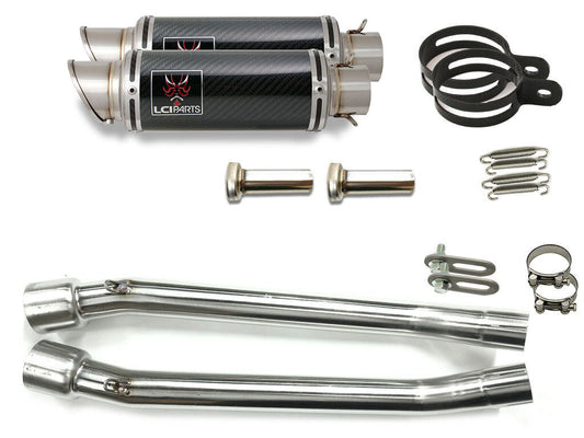 カワサキ ZZR250 1990-2007 LCIPARTS ショートカーボンスリップオンマフラー