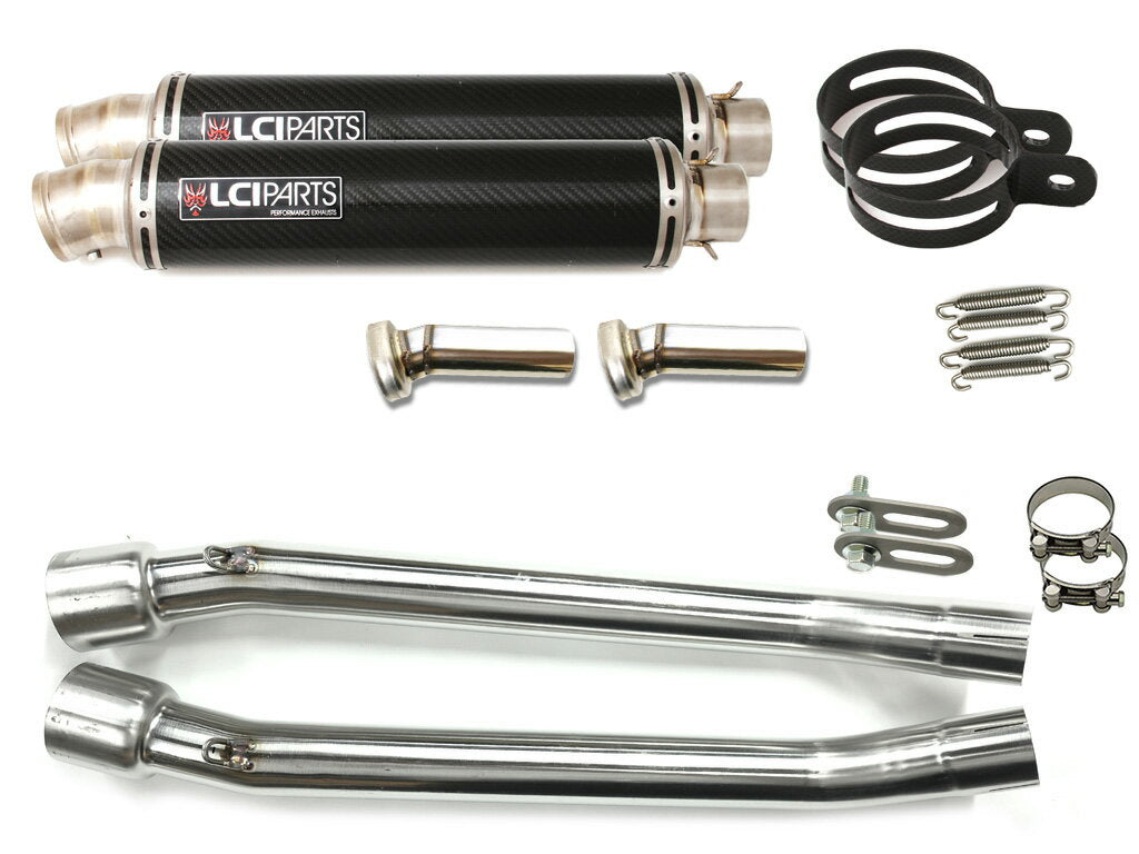 カワサキ ZZR250 1990-2007 LCIラウンドチタンカーボンスリップオンマフラー